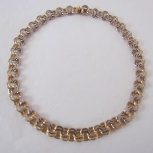 Vintage Hobé Gold & Silver Tone Double Prime Link Necklace 16"